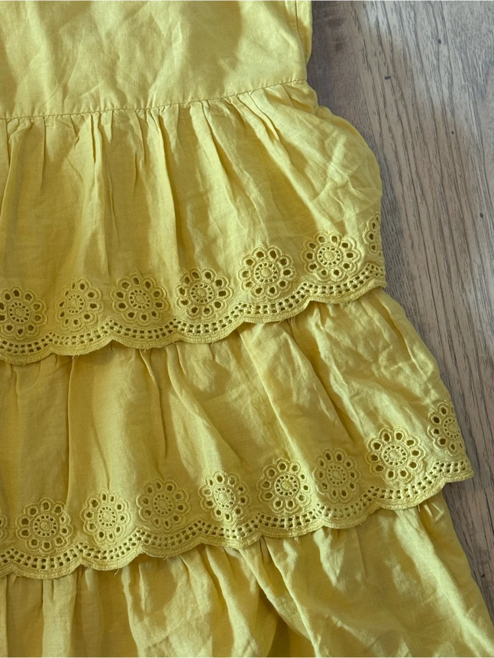 Old Navy Yellow Eyelet Tiered Dress Girls Size L 10-12 NWT